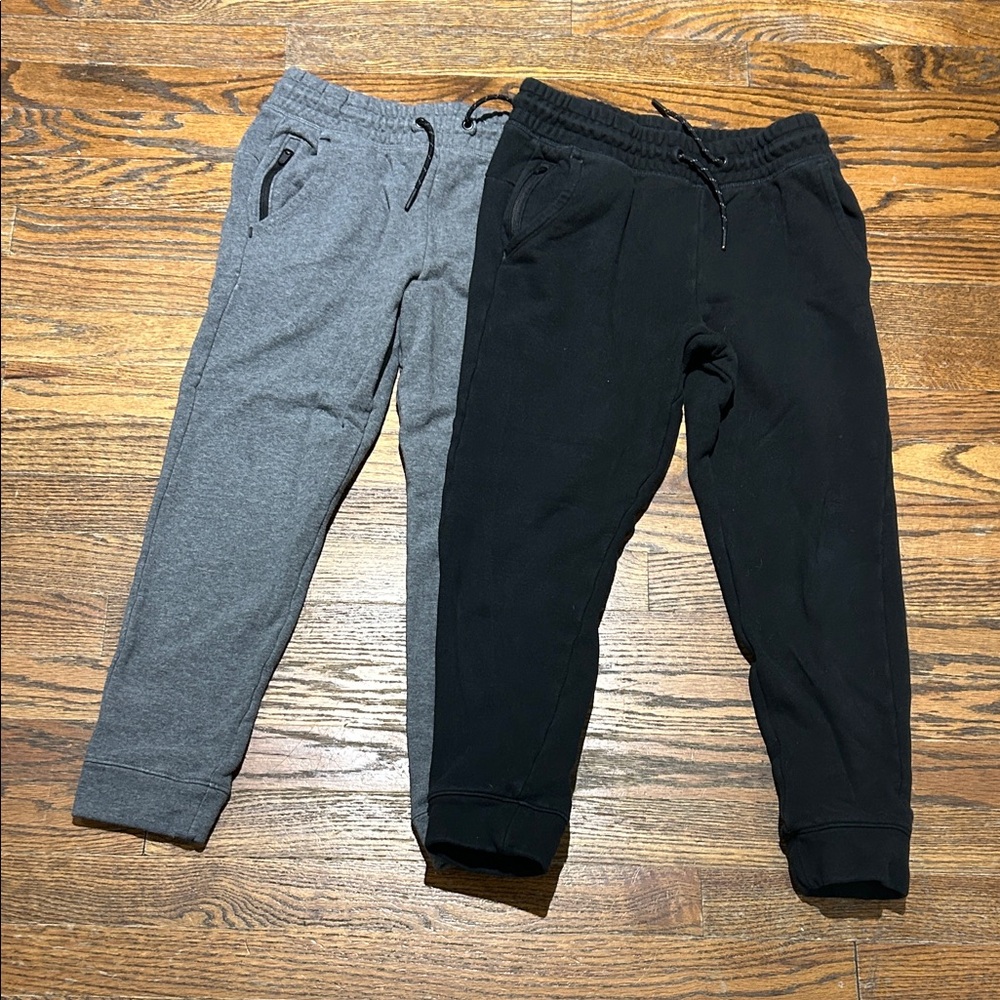2 Pair Kids Jogger Pants - Zip Pocket Black and Gray